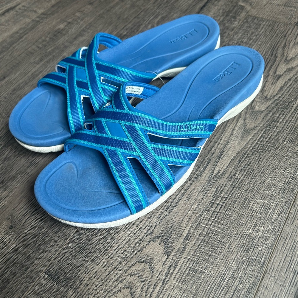 L.L. Bean Blue Strappy Slide Sandals